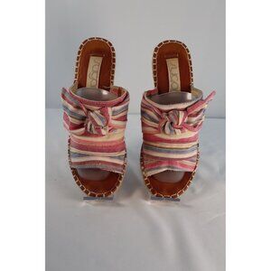 Sugar By Striped Knotted Wedge‎ Sandals Size 7.5